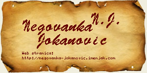 Negovanka Jokanović vizit kartica